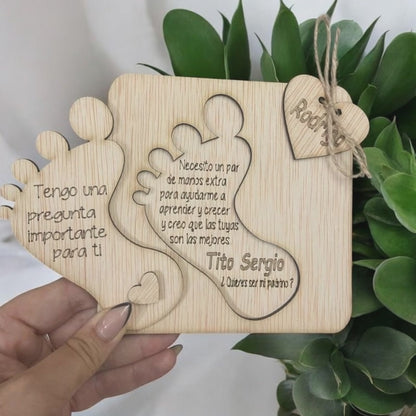 Regalo personalizado para pedir padrino o madrina en madera